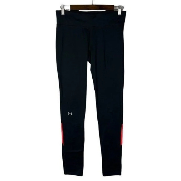 Under Armour Black & Neon Red Full Length 7/8 Athletic Leggings M - Picture 1 of 4